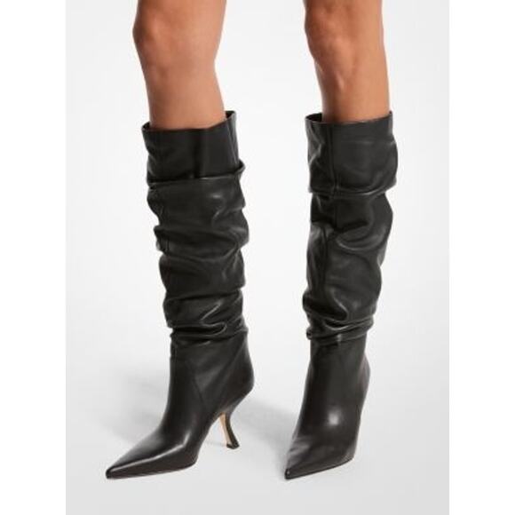 MICHAEL Michael Kors Over Knee Luna Leather Boots Point Toe Black Size 6M NWB - Picture 3 of 11